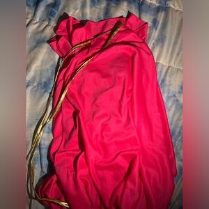 Long Pink Cape with Gold Accents